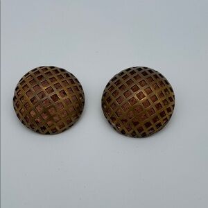 RARE Robert Lee Morris Lattice Design Dome Vintage Earrings 1.25”